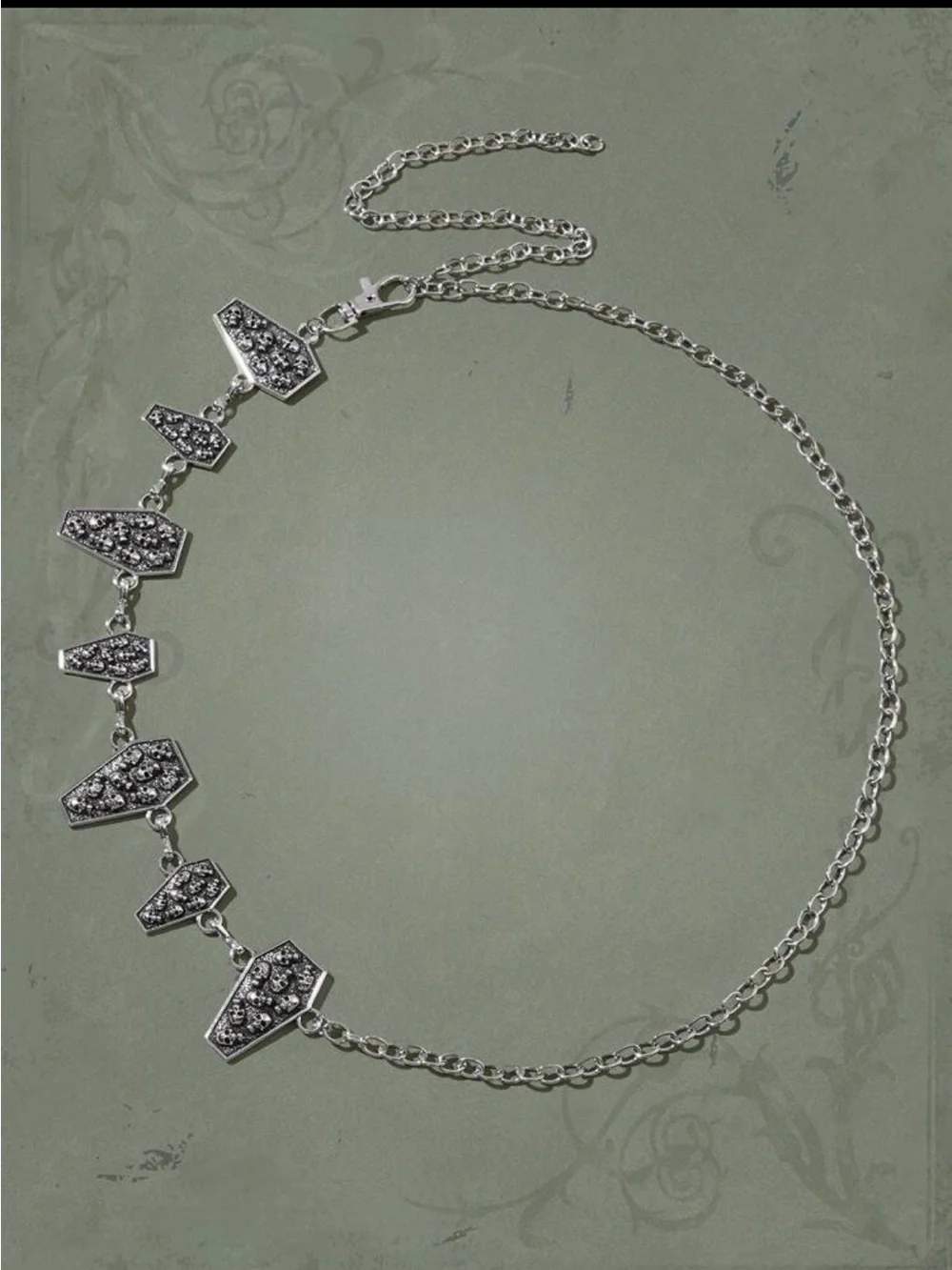 Silver Coffin and Skull Chain Belt MEW 🏷️